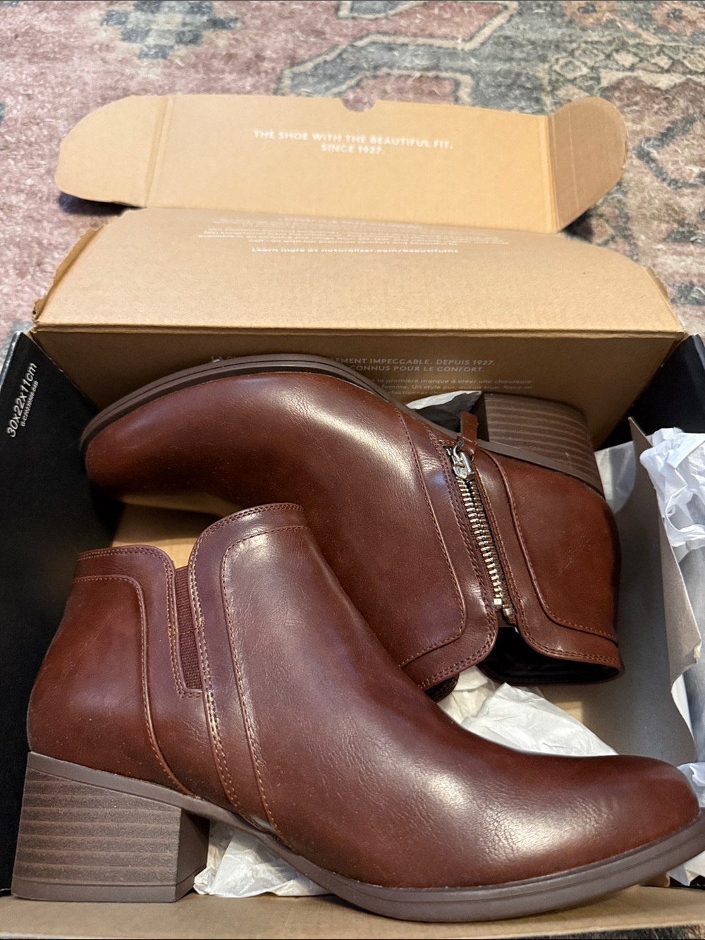 Women’s Brown Leather Ankle Boots with Side Zip
